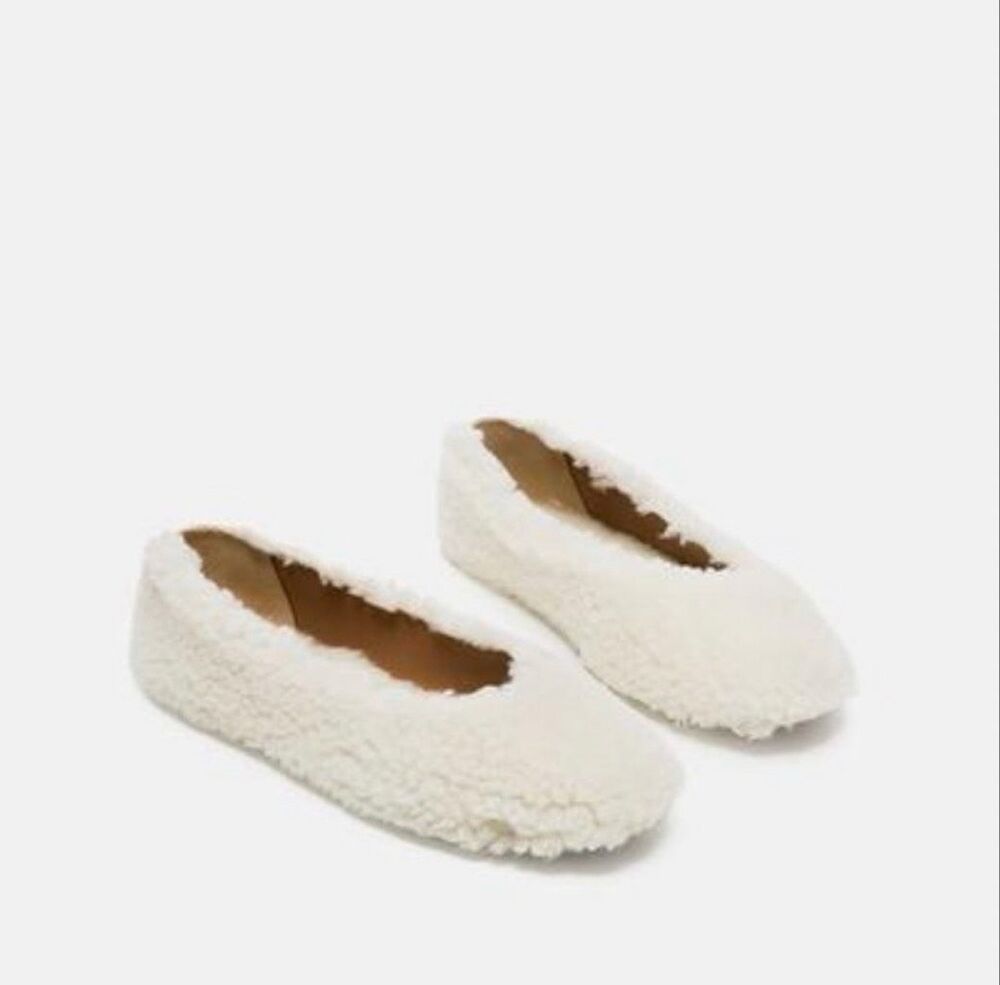 Flattered Nina Teddy Sherpa Flats 37 Cream